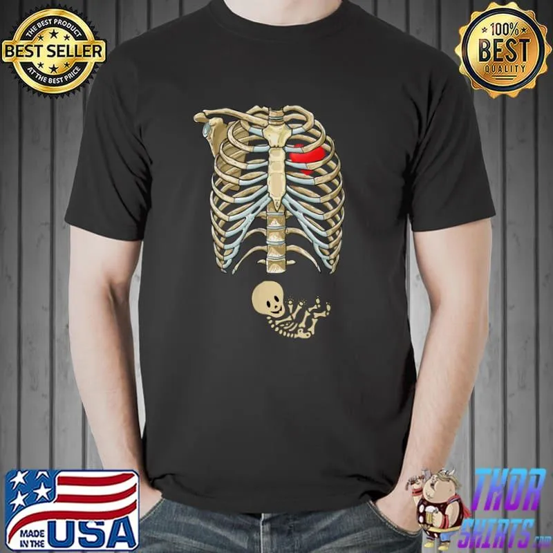Best Pregnancy Announcement For mom halloween Pregnant Skeleton T Shirt