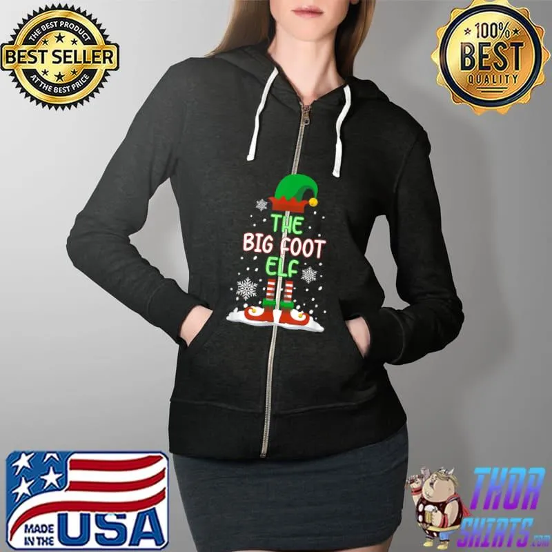 Best The Big Foot Elf Funny Family Matching Christmas Pajama T-Shirt Full Zip Hooded