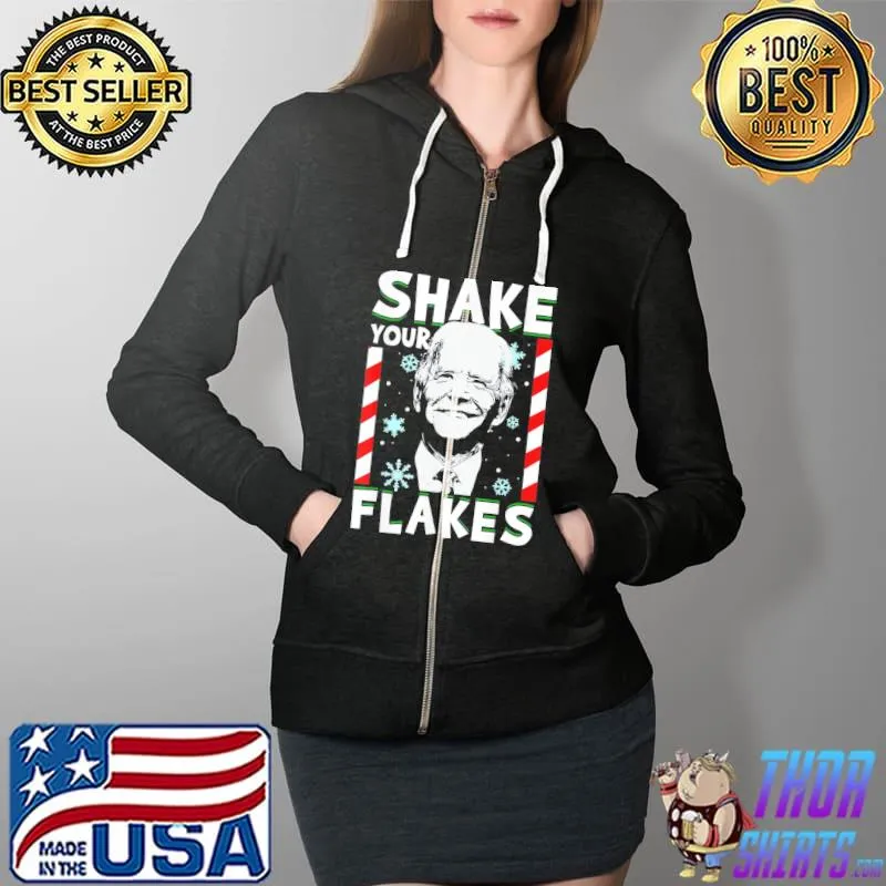Biden Shake Your Flakes Ugly Christmas T-Shirt Full Zip Hooded