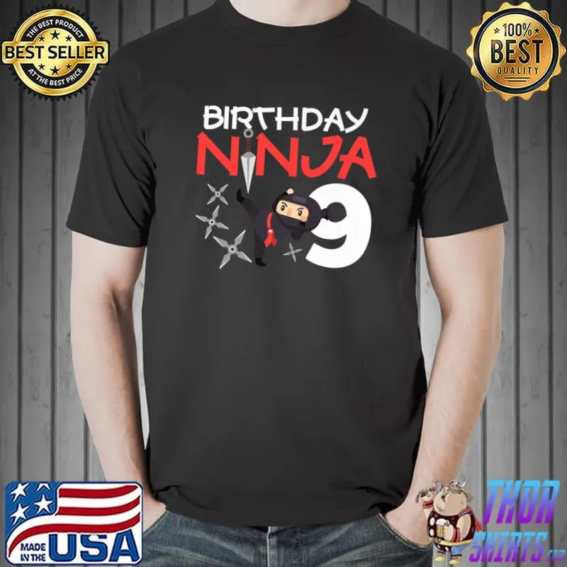 Birthday Ninja 9 Year Old B-Day Matching Family Cute Japan Premium T-Shirt