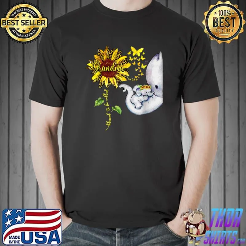 Blessed To Be Called Grandma Funny Elephant Sunflower T-Shirt