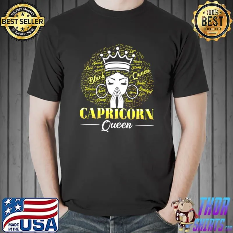 Capricorn Cute Pretty Birthday Queen Afro Melanin T-shirt