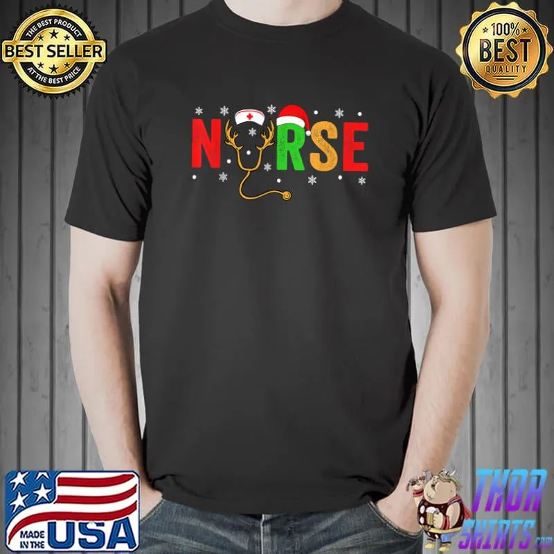Christmas Nurse Shirt Christmas Nurse Scrubs For Women Men T-Shirt Unisex