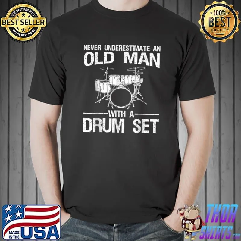 Cool Drummer Art Men Dad Drum Set Player Drum Kit Musician T-Shirt