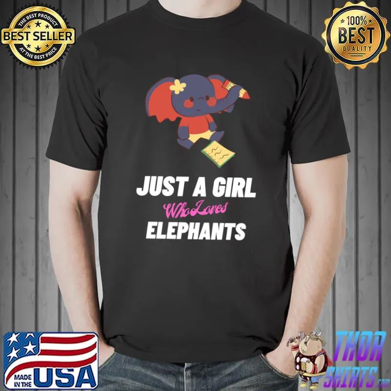Cute Just A Girl Who Loves Elephants Safari Animals Lover Long Sleeve T-Shirt