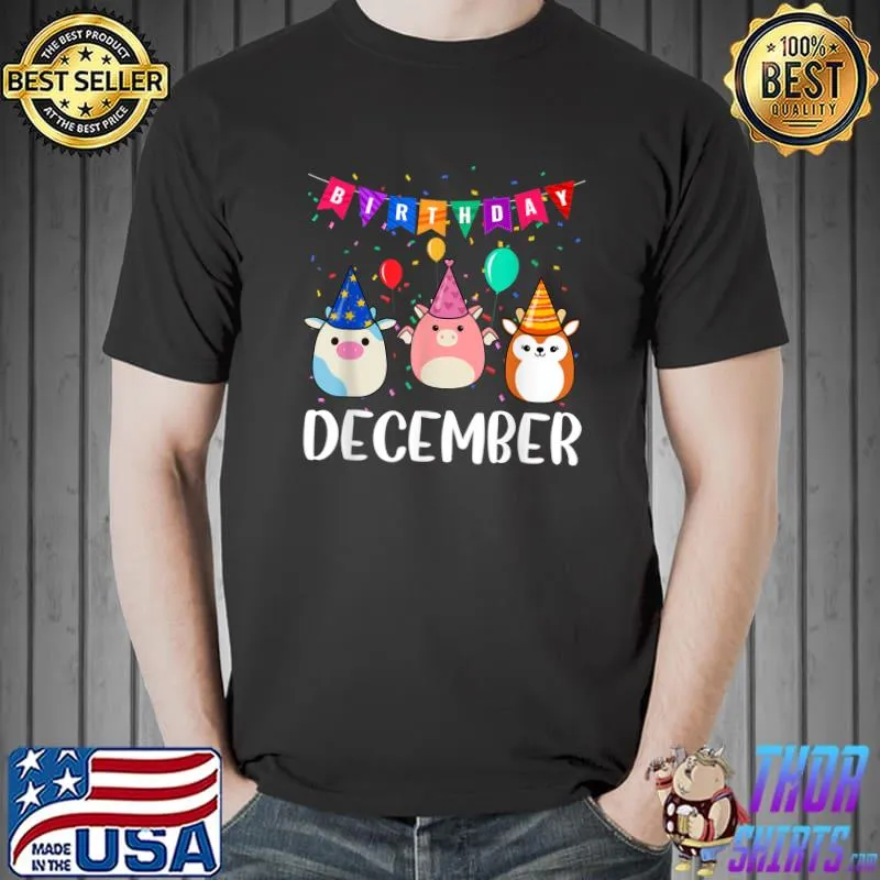 Cute Unicorn Birthday In December Squishmallow T-Shirt Unisex