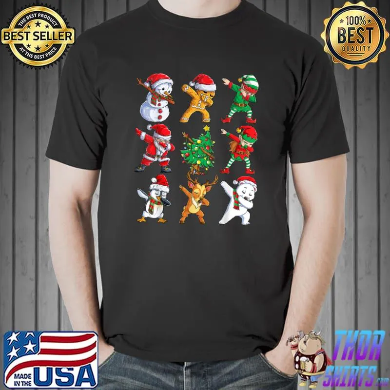 Dabbing Santa Elf Friends Christmas Boys Girls Men Xmas Dab T-Shirt Unisex