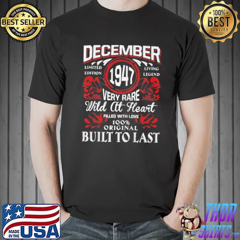 December 1947 birthday vintage label decorations retro bday shirt