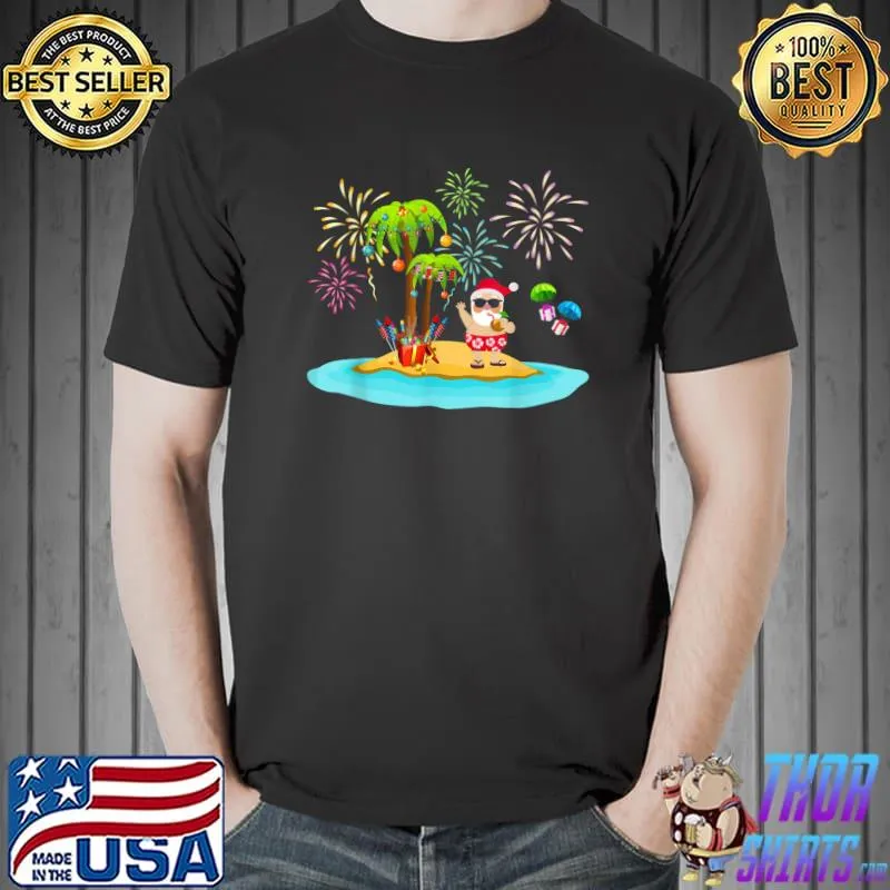 Decorated Christmas Palm Tree Tropical Xmas Coconut Lights T- Unisex