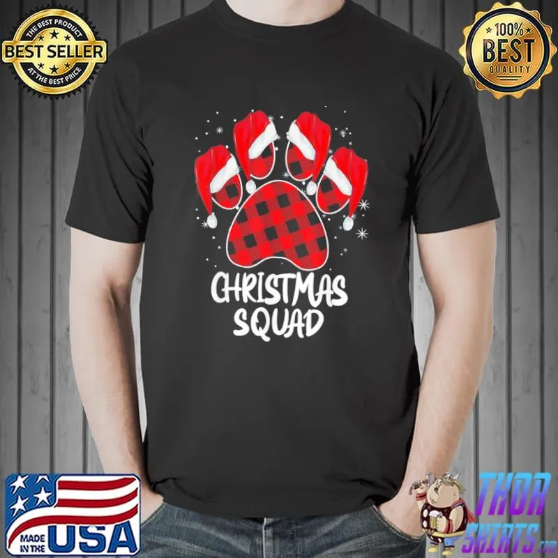 Dog Paws Christmas Squad Red Plaid Xmas Family Matching T-Shirt Unisex