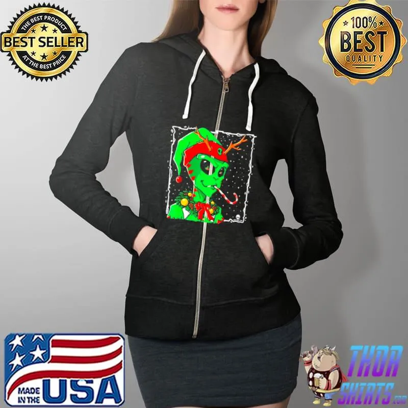 elf Xaliens Christmas Holiday Sweater Shirt Full Zip Hooded