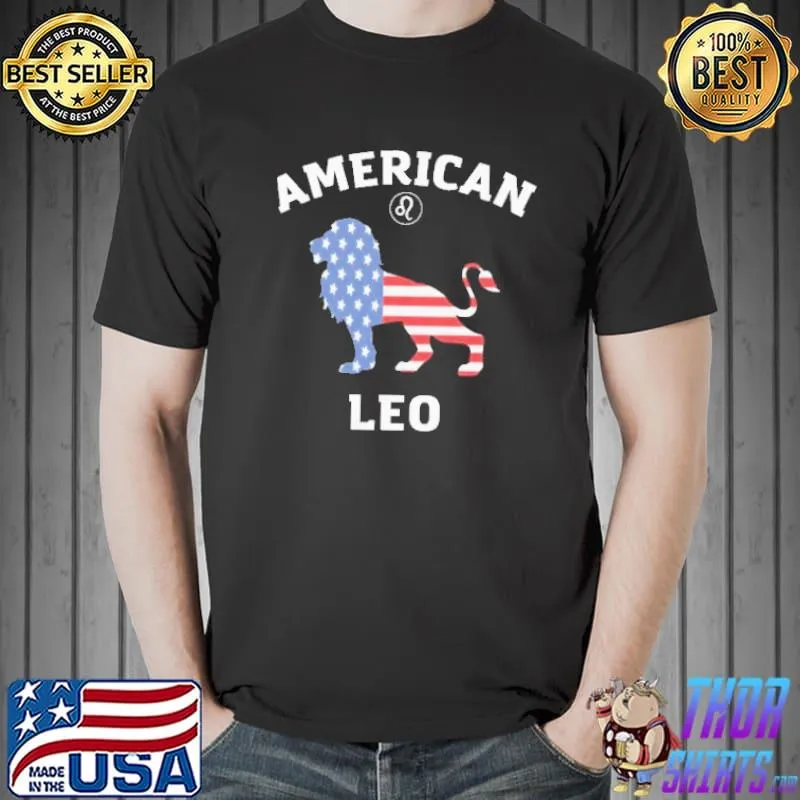 Funny American Leo American Flag Shirt Unisex