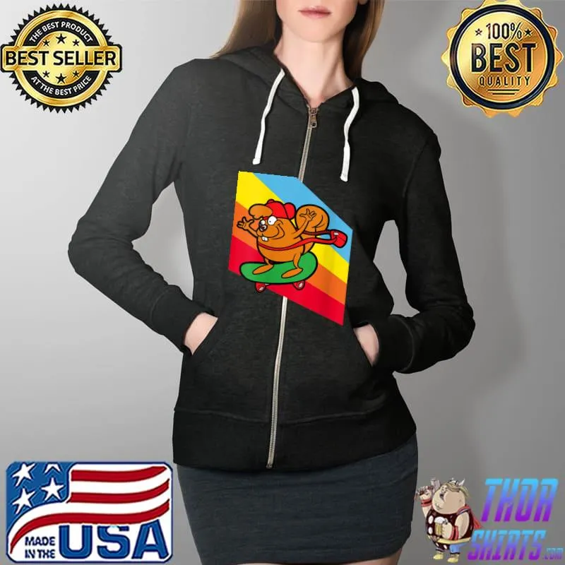 Funny Beaver Skateboarding Skateboard Skateboarder Skater T- Full Zip Hooded
