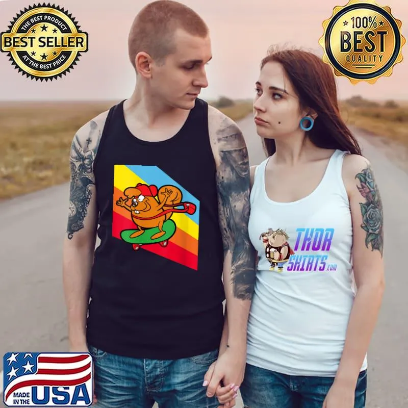 Funny Beaver Skateboarding Skateboard Skateboarder Skater T- Tank Top
