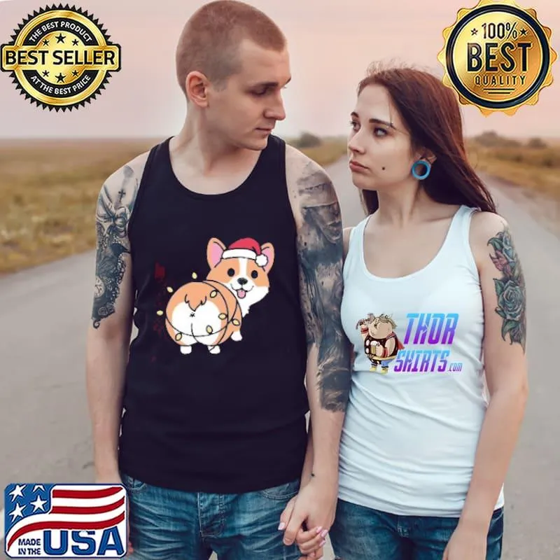 Funny Christmas Corgi Shirt Tank Top