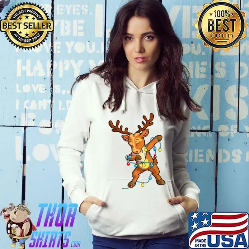 Funny Christmas Dabbing Reindeer Kids Girls Boys Cute Xmas Deer T-Shirt