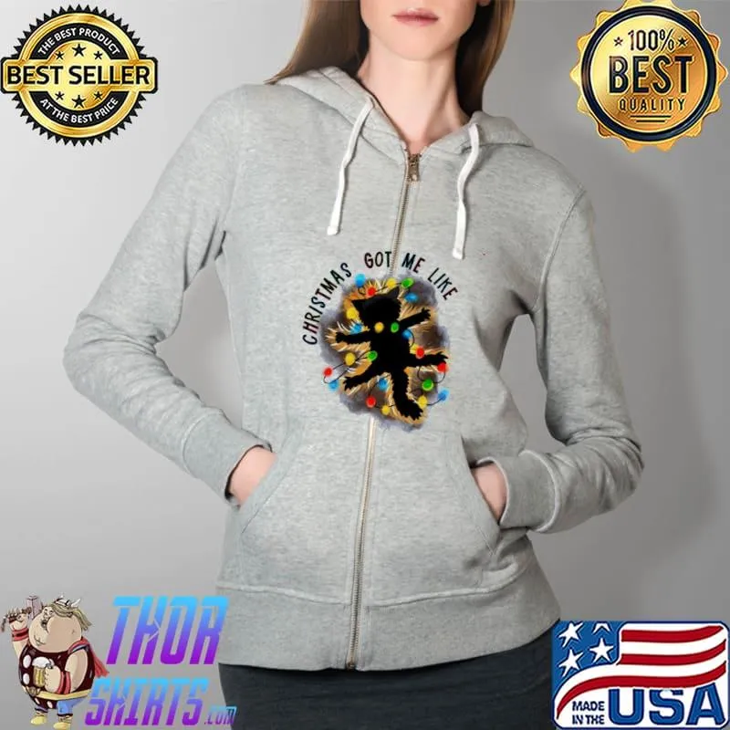 Funny Christmas Got Me Like Cat Light Shirt Full Zip Hooded