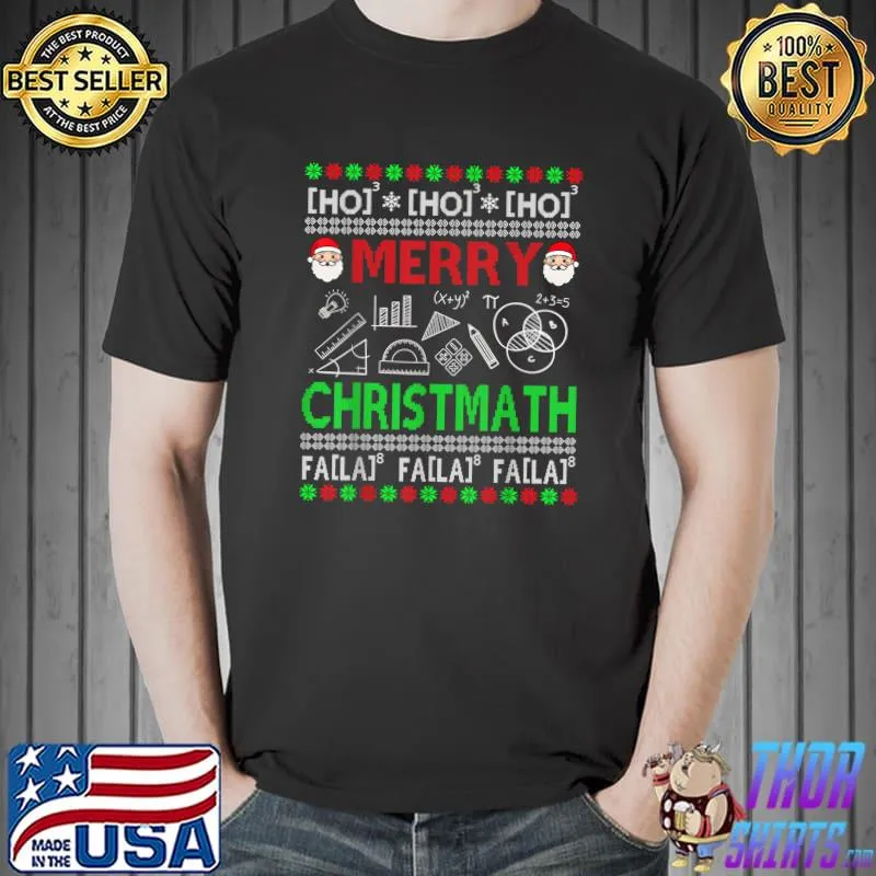 Funny Christmas Math Teacher Shirt Ugly Christmas Math Women T-Shirt Unisex