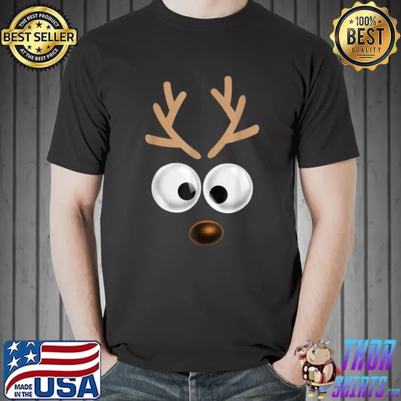 Funny Christmas Reindeer Face Christmas Matching Family Xmas T-Shirt Unisex