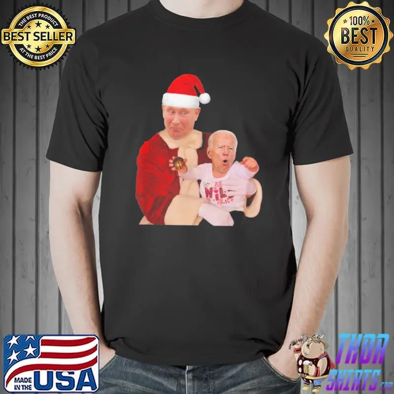 Funny Classic Biden and Putin Santa Christmas Funny Christmas T-Shirt Unisex