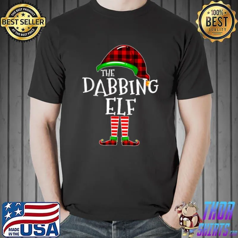 Funny Dabbing Elf Buffalo Plaid Matching Family Christmas Pajama T Shirt Unisex