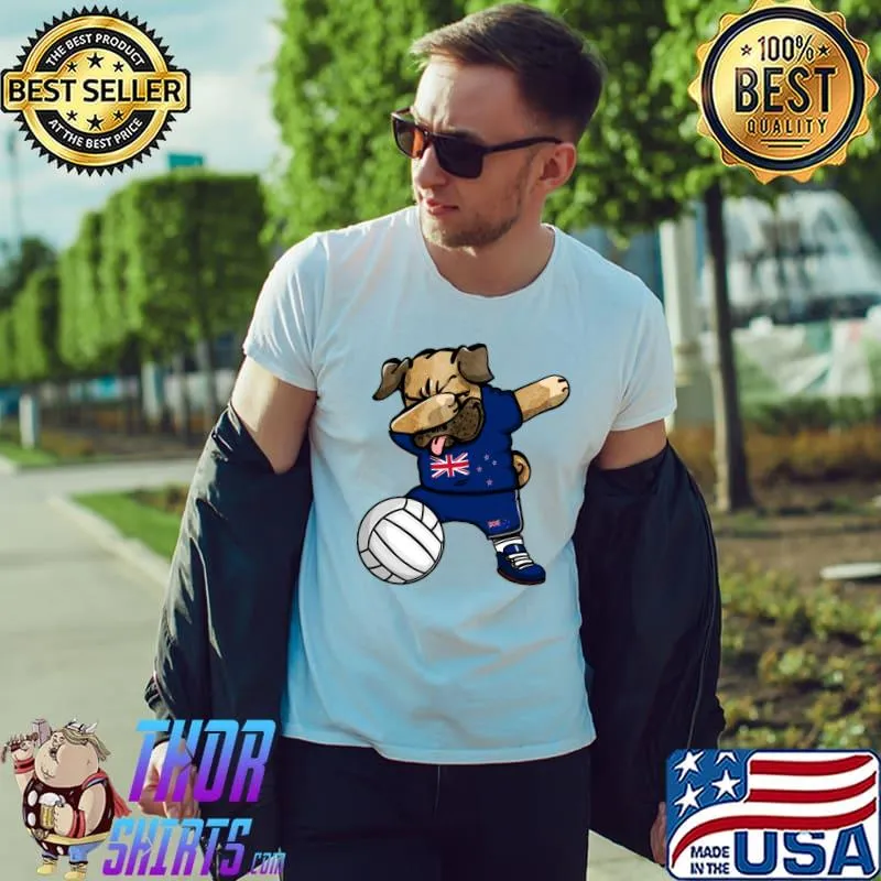 Funny Dabbing Pug New Zealand Volleyball Fans Jersey Sport T-Shirt Unisex