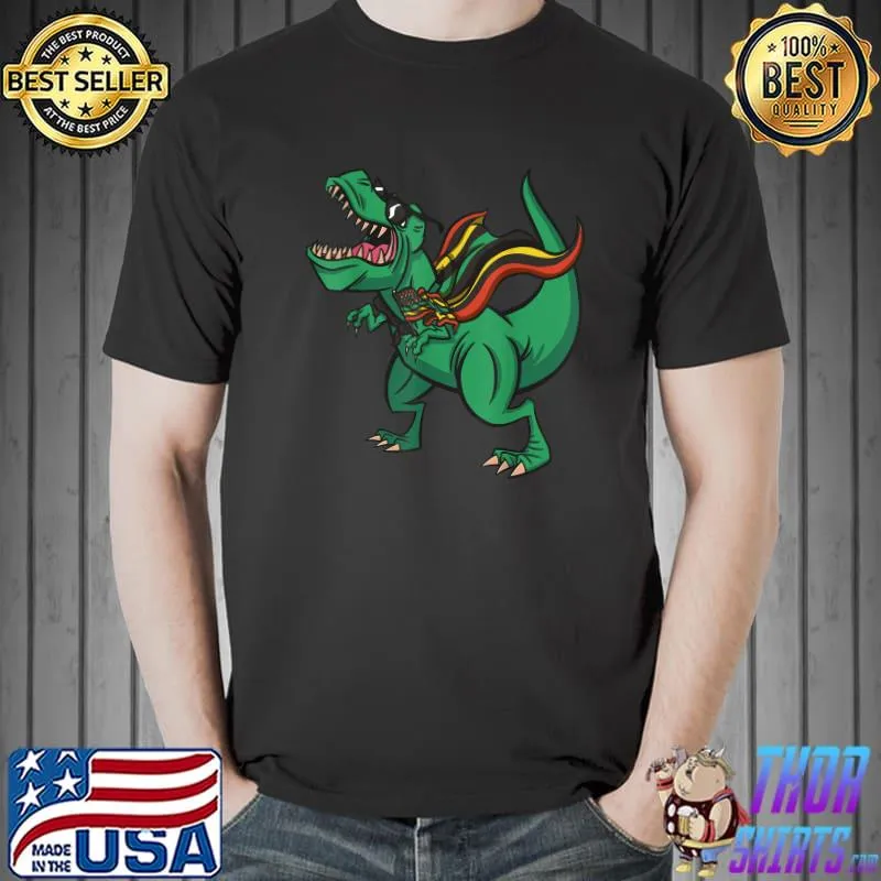 Funny Dinosaur Juneteenth Kids Boys Men Junesaurus T Rex 1865 Flag T-Shirt