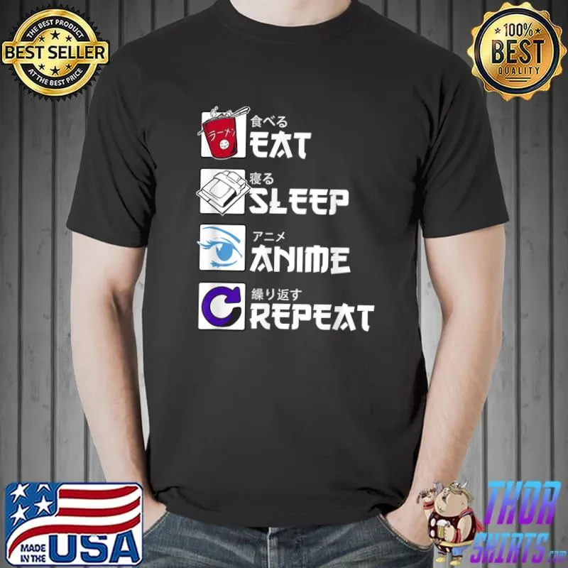 Funny Eat Sleep Anime Repeat Shirt, Anime Manga Shirts Gifts T-Shirt