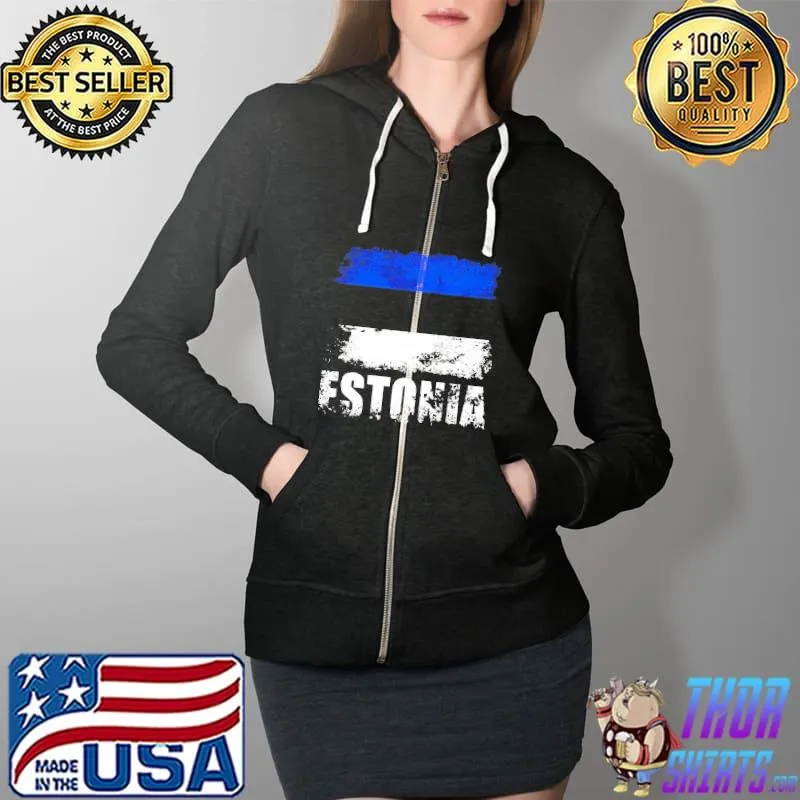 Funny Estonian Flag Vintage Shirt Full Zip Hooded