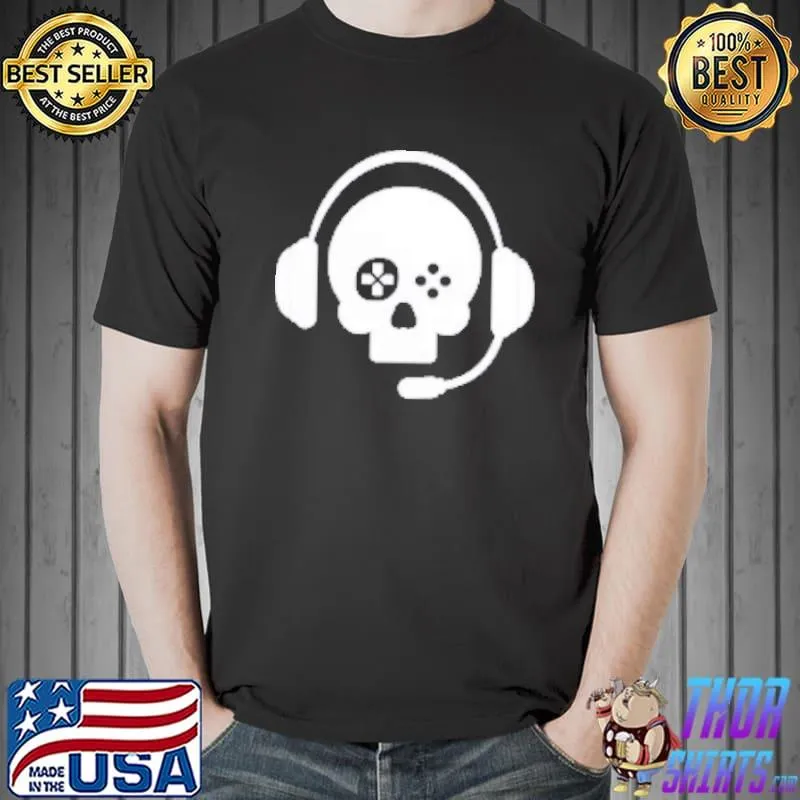 Funny Gamer Skull Headset Shirt Unisex