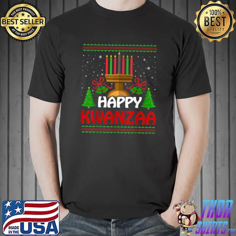 Funny Happy Kwanzaa Ugly Christmas Sweater, Celebrate Kwanzaa T-Shirt Unisex