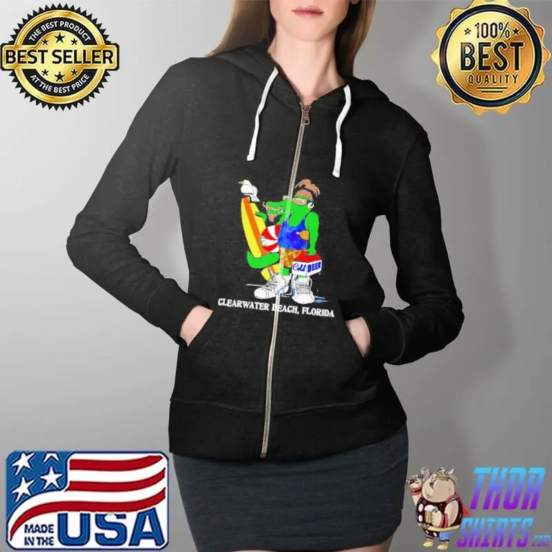 Funny Hipster clearwater beach Florida surfing alligator souvenir Full Zip Hooded