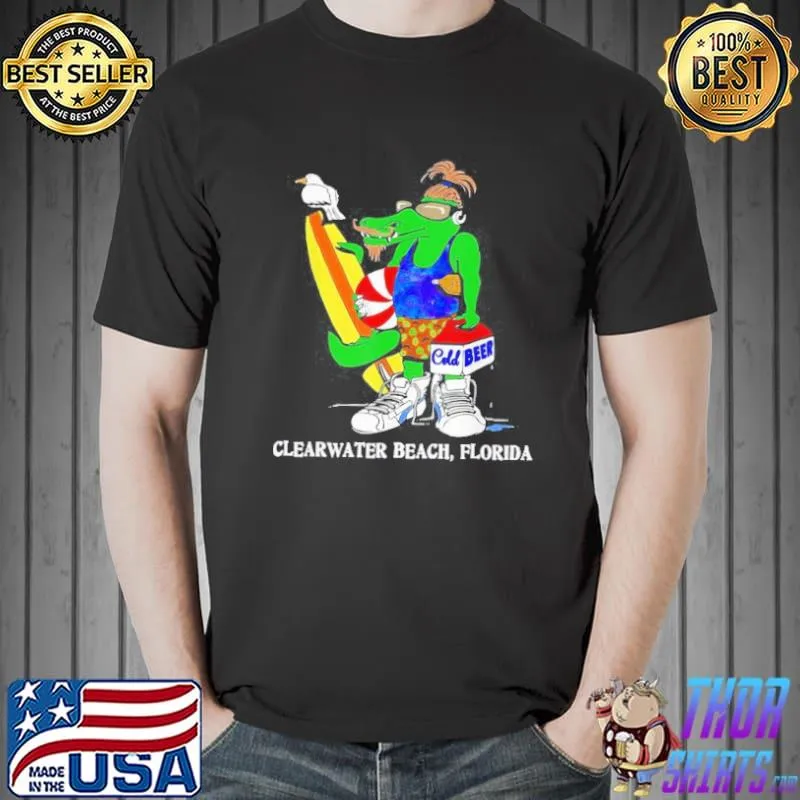 Funny Hipster clearwater beach Florida surfing alligator souvenir Unisex