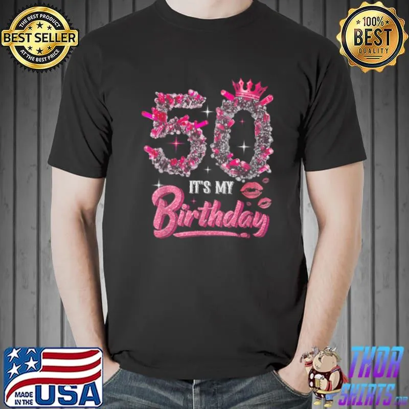 Funny It’s My 50th Birthday Queen 50 Years Old Shoes Crown 1971 T Shirt Unisex