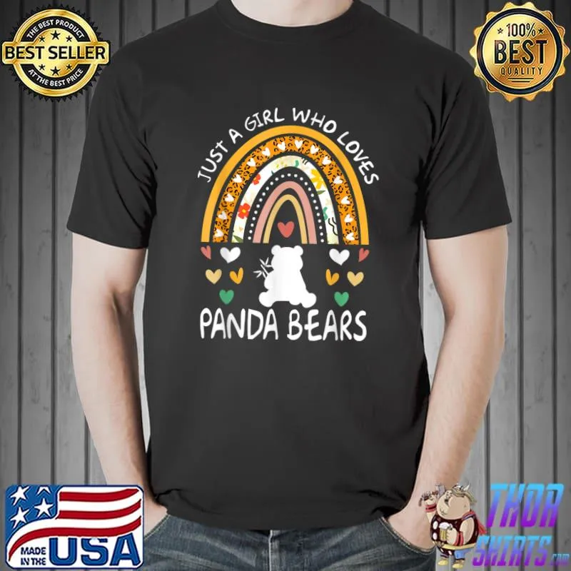 Funny Just A Girl Who Loves Panda Bears Rainbow Leopard T-Shirt Unisex