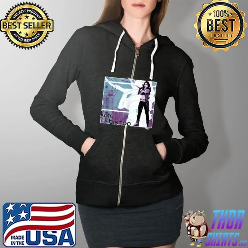 Funny Marvel Hawkeye Kate Bishop Halftone Character Poster T-Shirt Full Zip Hooded