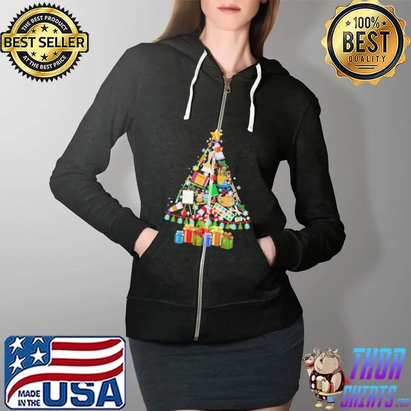 Funny Paint Art Christmas Tree Shirt Full Zip Hooded
