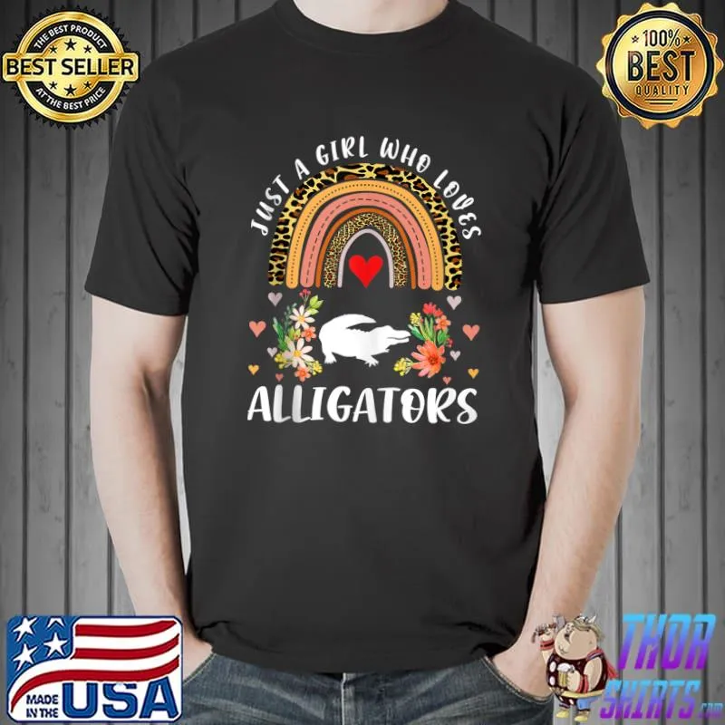 Funny Rainbow Just A Girl Who Loves Alligators Leopard Alligator T-Shirt Unisex