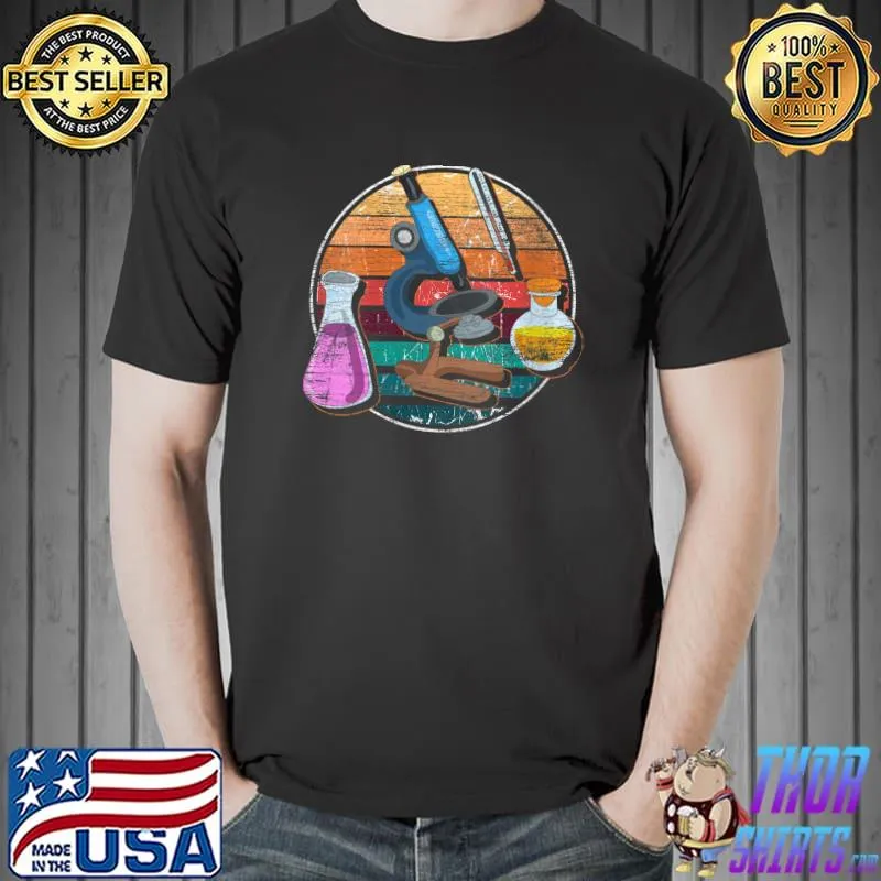 Funny Retro Microscope Biologist Geek Science Laboratory Biology T-shirt
