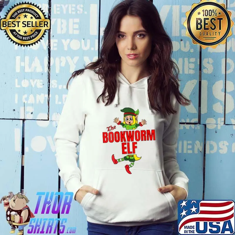 Funny The Bookworm Elf Christmas Outfit Matching Group Family T-Shirt