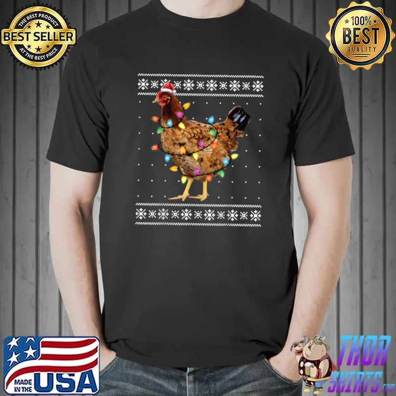 Funny Ugly Christmas Sweater Funny Chicken Christmas T-Shirt Unisex