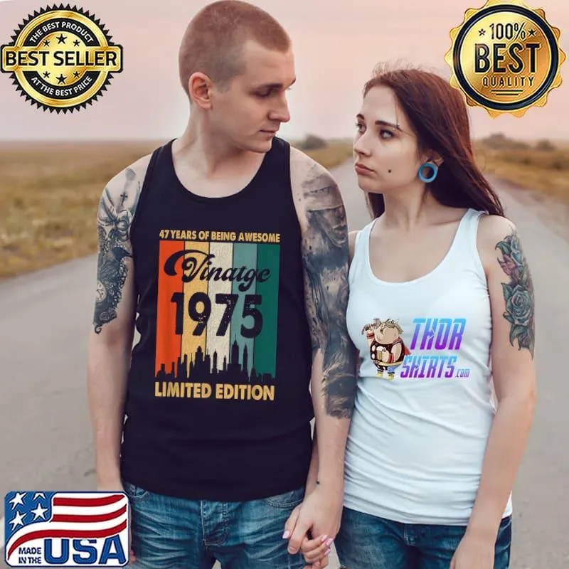 Funny Vintage 1975 47th Birthday Retro 47 Years Of Being Awesome T Shirt Tank Top