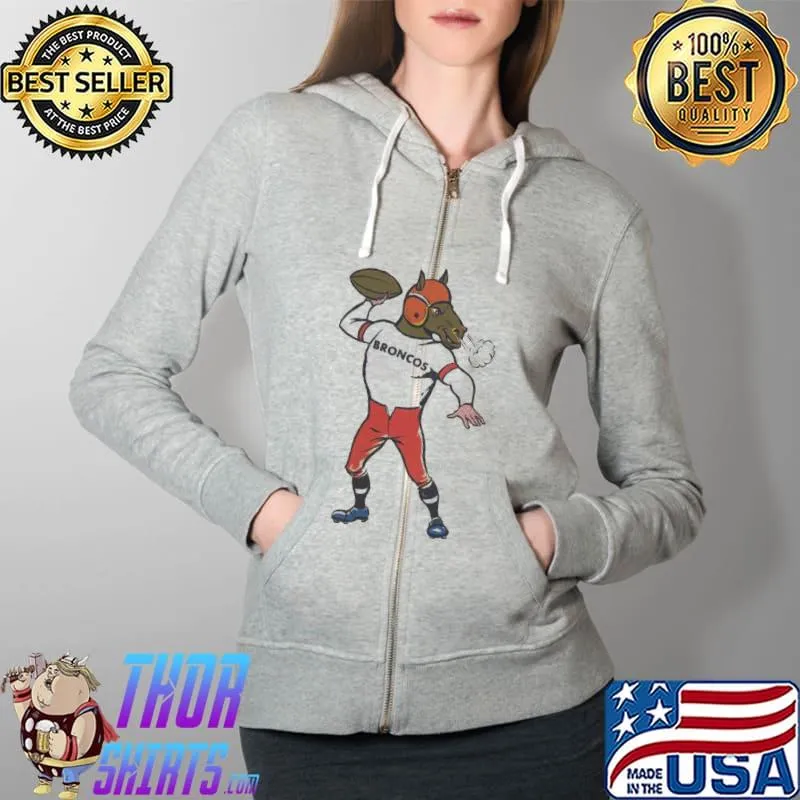 Funny Vintage NFL Mascot Broncos Shirt Full Zip Hooded