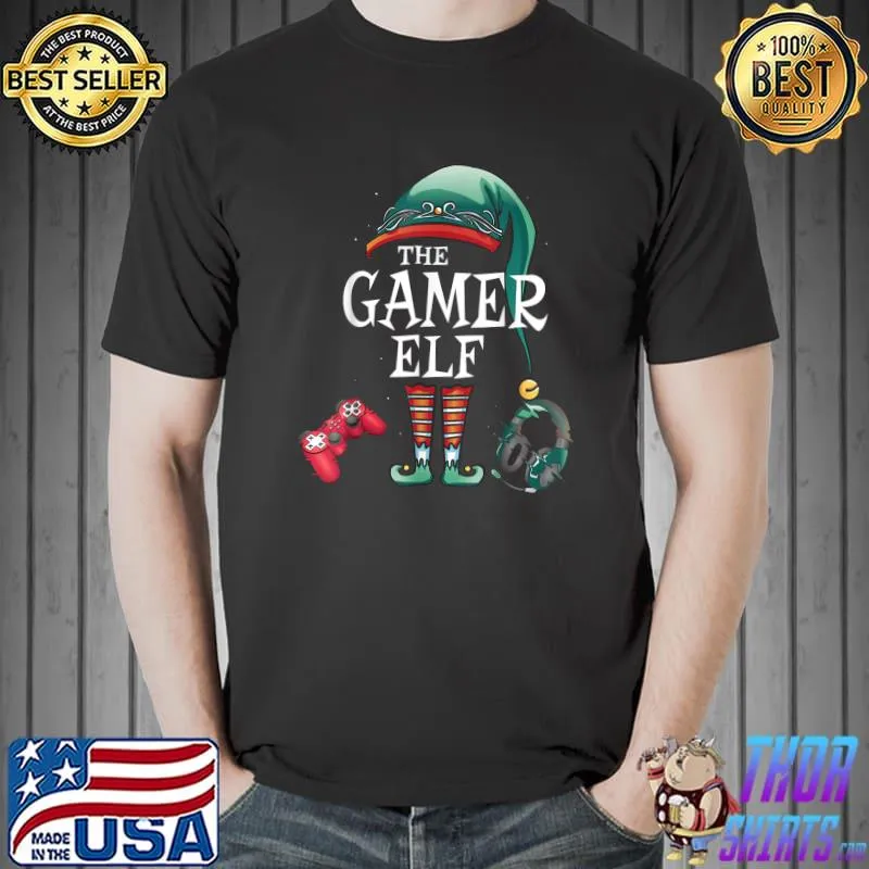 Gamer Elf Family Matching Christmas Group Funny Pajama T-Shirt