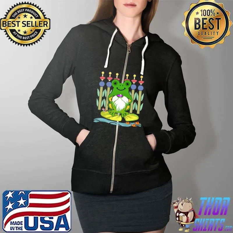 Gnomes Frogs Water Lilys Gardening Gift Women Men Tees Premium T-Shirt Full Zip Hooded
