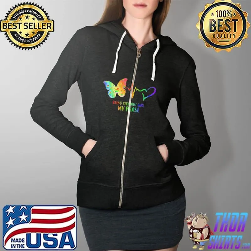 Good Heartbeat Being Straight Was My Phase Butterfly Black Shirt Full Zip Hooded