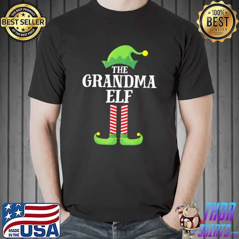 Grandma Elf Matching Family Group Christmas Party Pajama T-Shirt