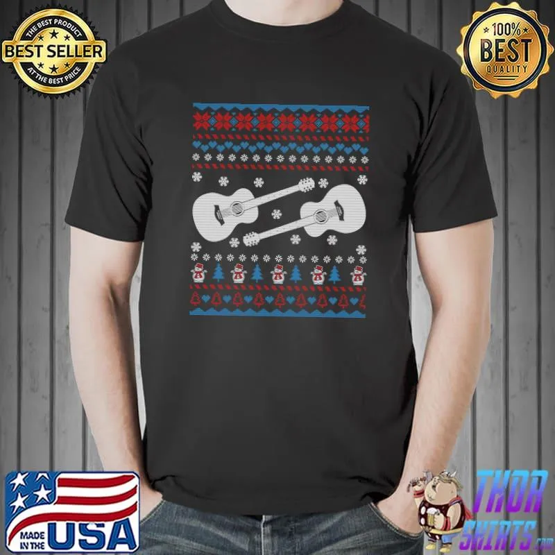 Guitar Ugly Chirstmas Pajama Costume Guitarist T-shirt