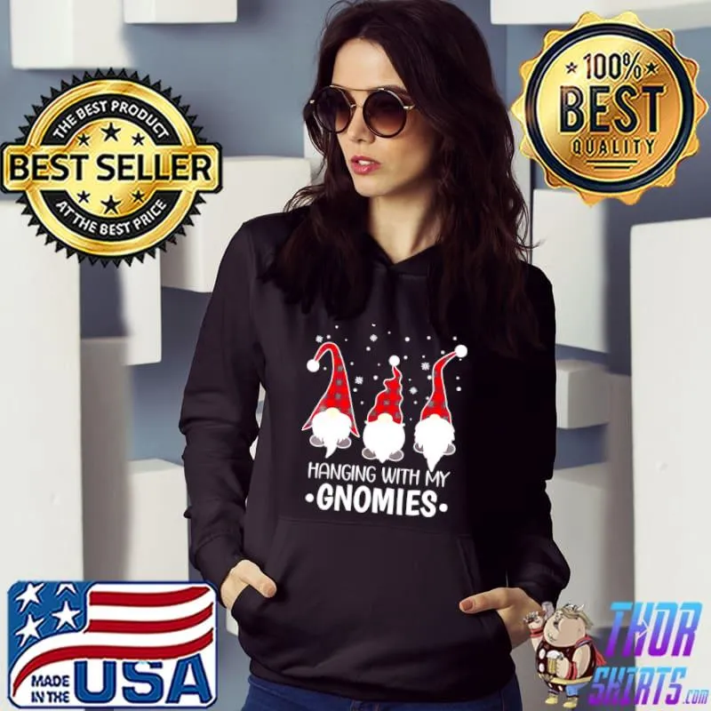 hanging With My Gnomies Buffalo Plaid Christmas Pajama Tee Shirts Hoodie