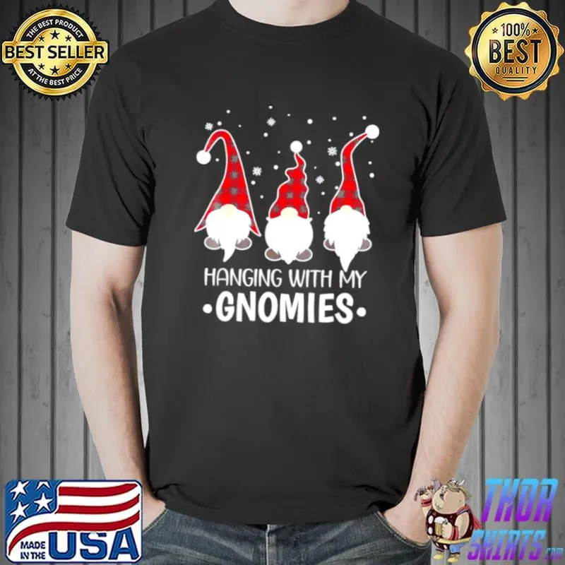 hanging With My Gnomies Buffalo Plaid Christmas Pajama Tee Shirts